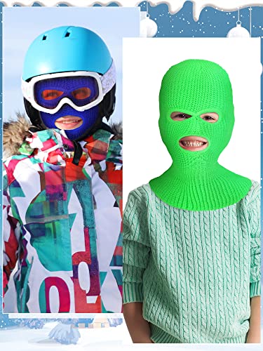 Janmercy 6 Pcs Kid Ski Mask 3 Hole Balaclava Knit Full Face Mask