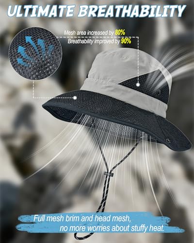 Women's Sun Hat with Ponytail Hole, Breathable Foldable Summer Hat with Shapeable Brim for Hiking Beach Gardening - color: Light Gray