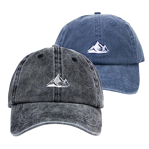 Dad Hat Baseball Cap Unisex Outdoor Unstructured Washed Soft Cotton Mountain Hat - color: Moutain, Black+navy