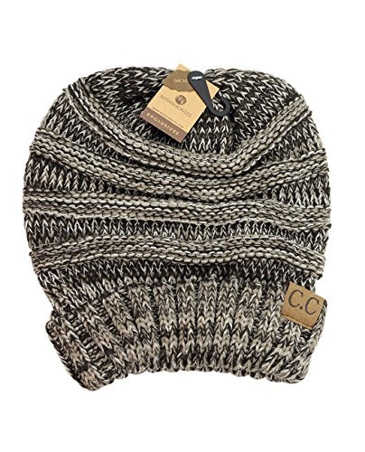 NYFASHION101 Slouch Wrinkled Beanie Cap Slouchy Skull Hat - color: Brown Mix