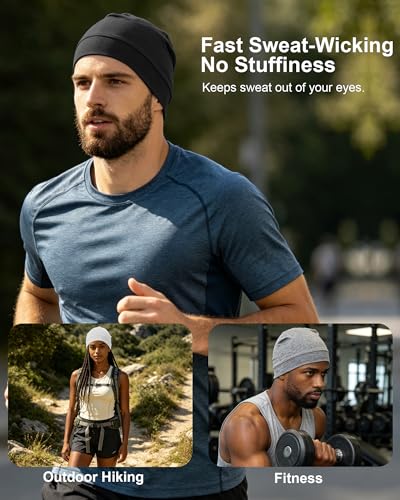 3-Pack 100% Cotton Skull Cap for Men Women Helmet Liner Caps - color: 3pcs-white,pink,purple