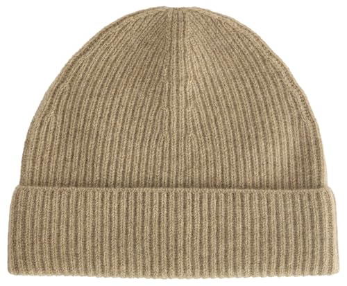 Everlane Unisex Adult Everlane The Cashmere Ribbed Beanie - color: Dark Heathered Camel