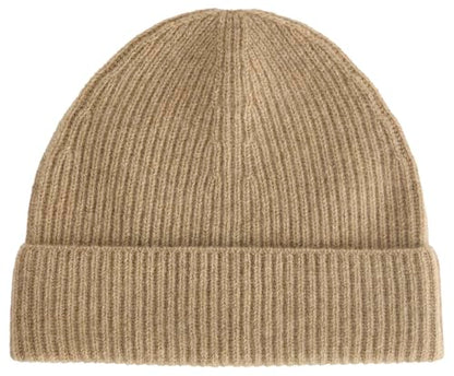 Everlane Unisex Adult Everlane The Cashmere Ribbed Beanie - color: Dark Heathered Camel