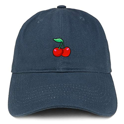Trendy Apparel Shop Cherry Patch Brushed Cotton Unstructured Dad Hat - color: Navy