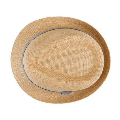 Dockers Men's Straw Fedora and Panama Hat - color: Tan Blue Band, size: Small-Medium