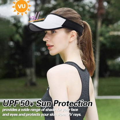 Sports Sun Visor Hat Men Women Foldable Brim Packable Running Golf Cap - color: White