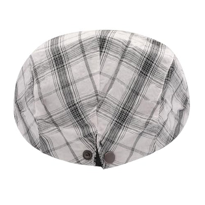 ZLYC 남성용 여름 플랫 캡 Scally Ivy Gatsby Newsboy Beret Driver Cabbie 사냥 모자 - color: 격자 무늬 화이트