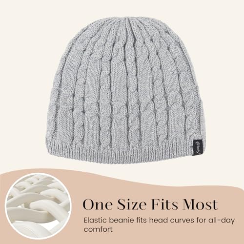 Winter Warm Beanie Hat for Women Men, Thick Cable Knit Cuffed Beanie - color: Grey