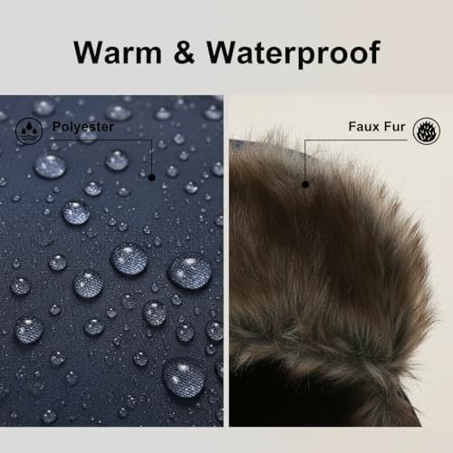 Trapper Hat Warm Faux Fur Winter Hat with Ear Flaps Windproof Waterproof Snow Ski Hats for Men Women Cold Weather - color: Navy Blue