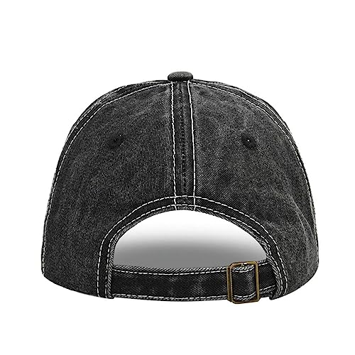 Vintage Washed Distressed Baseball Cap Adjustable Trendy Trucker Hats Unstructured Canvas Dad Hat for Mens Womens Black