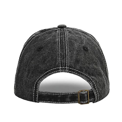 Vintage Washed Distressed Baseball Cap Adjustable Trendy Trucker Hats Unstructured Canvas Dad Hat for Mens Womens Black