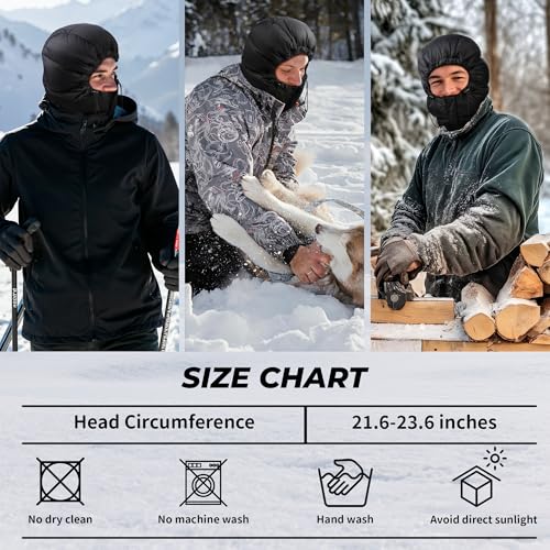 Winter Warm Down Hat,Ultralight Windproof Down Hood for for Camping - color: Black