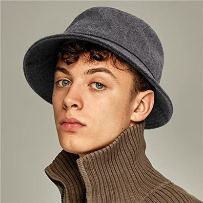 GADIEMKENSD Winter Bucket Hat - Premium Wool, Packable, Plain Colors, Unisex Warm Hat - color: Dark Gray, size: Medium