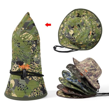 BASSDASH UPF 50+ Water-Resistant Fishing Bucket Hat with Laser Perforated Mesh Adjustable for Men Women Outdoor Hiking - color: Open Terrain Ⅱ