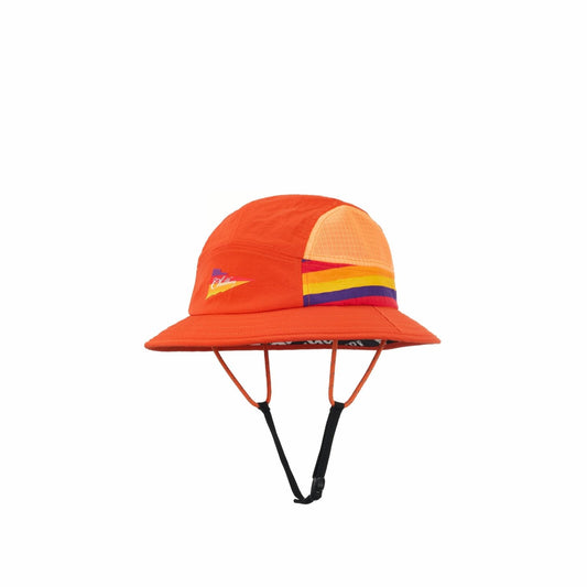 Color-Blocked Fisherman Style Sun Hat for Outdoor Camping, Surfing & Vacations - Wide Brim, UV Protective, Anti-Slip - color: Orange Rainbow