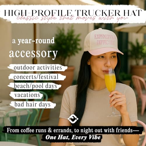 Funky Junque Adult Trucker Snapback Hat 2-Tone Baseball Cap - color: Expensive & Difficult - Rose/Beige