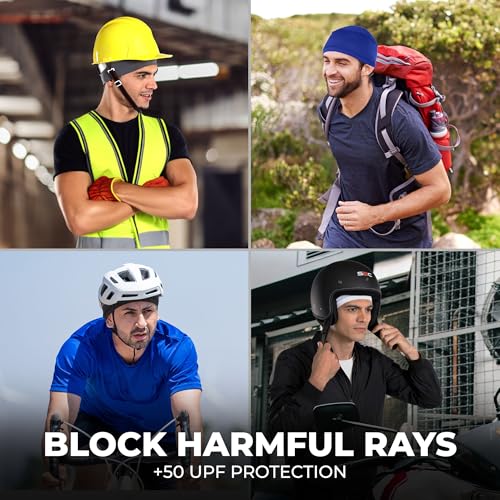 Tough Headwear Skull Cap - Skull Caps for Men - Motorcycle and Bike Helmet Liner - Hard Hat Cooling Hats - No Sweat Head Caps Black