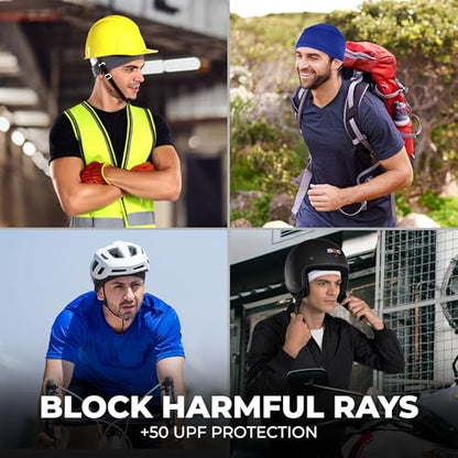 Tough Headwear Skull Cap - Skull Caps for Men - Motorcycle and Bike Helmet Liner - Hard Hat Cooling Hats - No Sweat Head Caps Black