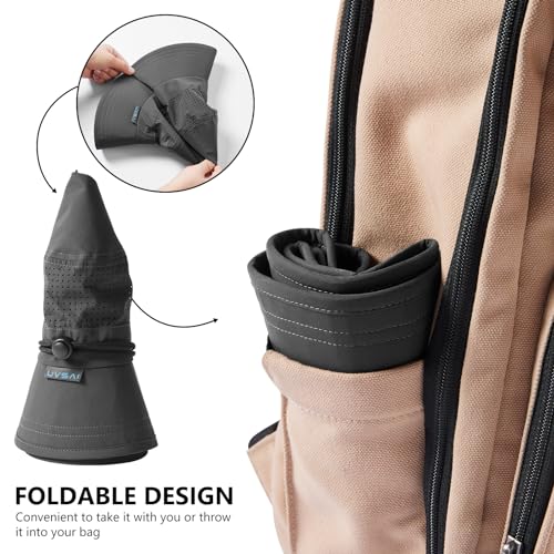 UPF 50+ Bucket Sun Hat with Laser Perforated Mesh Cooling Adjustable Breathable Lightweight for Outdoor Men Women - color: Dark Grey