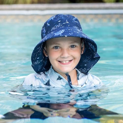 JAN & JUL 50+ UPF Quick-Dry Sun-Hats for Boys - color: Navy Whale Play, size: 0-6 Months