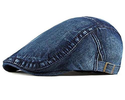 2 Pack Mens Denim Cotton Newsboy Cap Ivy Gatsby Driving Hunting Cabbie Hats - color: 2 Pack-a