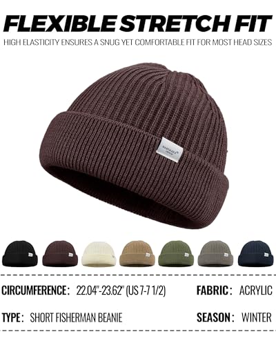 Clakllie Trawler Beanie Watch Hat Knit Cuffed Skullcap Roll-up Edge Stocking Hats Rolled Cuff Knitted Hat Ski Cap - color: Cdus-hkn01-navy Blue
