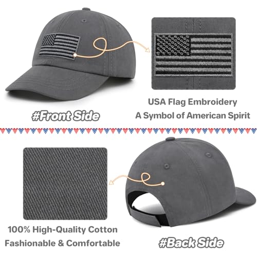 qikqik Baby Baseball Cap Toddler Baseball Hat Baby Ball Cap Toddler Hats for Boys Girls Cotton Infant Caps Kids Trucker Hat - color: Grey With Usa Black/Grey Flag, size: 6-24 Months