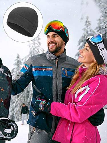 SATINIOR 4 Pcs Skull Caps Fleece Warm Beanie for Men Women - color: Dark Green, Grey, Royal Blue, Black, size: One Size