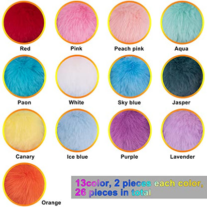 BQTQ 26 Pcs Faux Fur Pom Poms DIY Hat Pompoms with Elastic Loop (Rainbow) - color: Rainbow