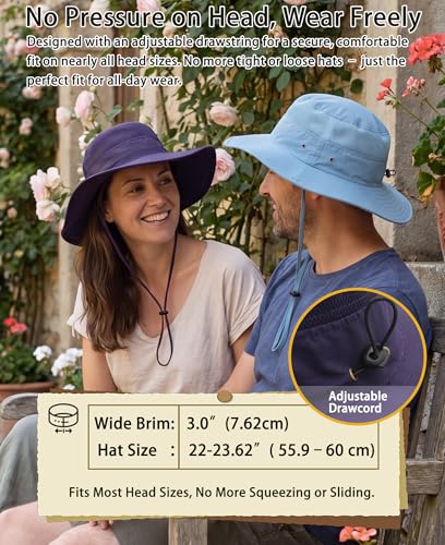 Home Prefer UPF 50+ Men's Sun Hat Wide Brim Bucket Hat UV Protection Hat for Mens Womens Beach Safari Gardening Golf Fishing - color: Deep Purple