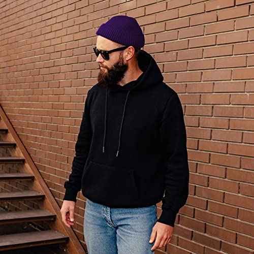 ROYBENS Swag Wool Knit Cuff Short Fisherman Beanie for Men Women Winter Hat - color: 1pcs-deep Purple