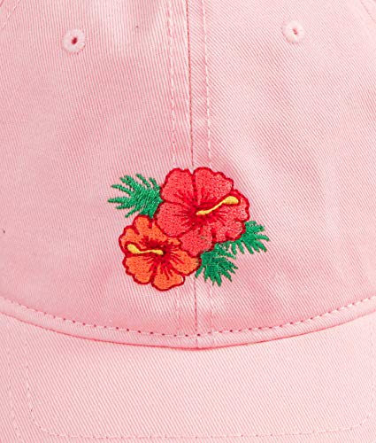 Riot Society Mens Embroidered Adjustable Dad Hat - color: Hibiscus Embroidered (Pink)