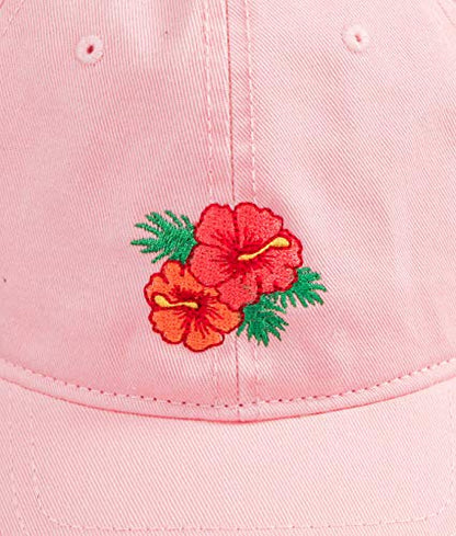 Riot Society Mens Embroidered Adjustable Dad Hat - color: Hibiscus Embroidered (Pink)