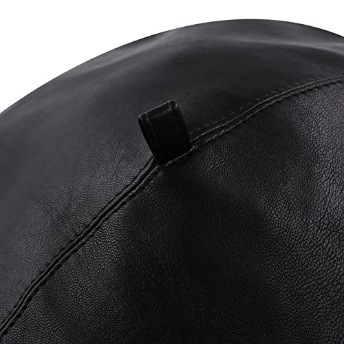 Women Classic PU Leather French Beret Beanie Hat Pumpkin Cap - color: Black 2#