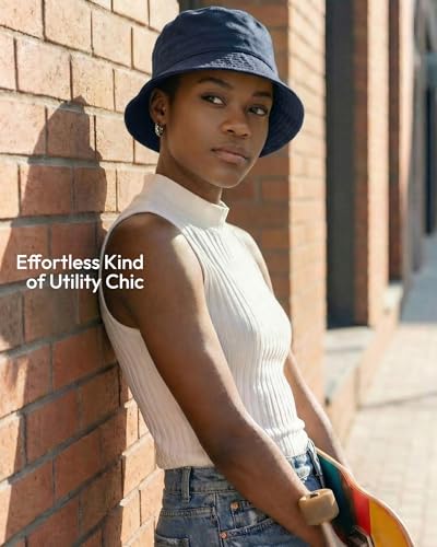 HONGTEYA Bucket Sun Hats for Woman Men Cotton Summer Beach Hat Golf Fishing - color: Navy Blue, size: Medium