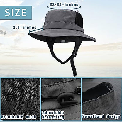 Seektop Surf Bucket Hat with UPF 50+ UV Protection, Waterproof Surfing Hat - color: Dark Gray