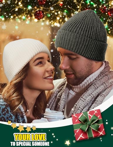 vidsel 50% Wool Thick Beanie Hat Men Women, Seamless Cuffed Winter Knit Cap - color: 1pcs Dark Grey
