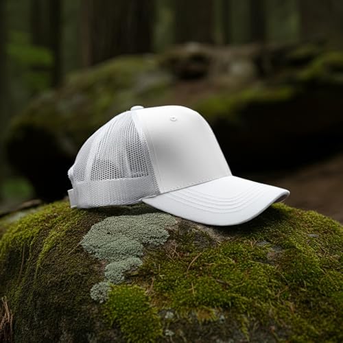 Falari Trucker Hat Baseball Cap Structured Plain Design 6 Panel, Adjustable Size - color: 1pk White