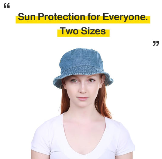KBETHOS® 100% Cotton Washed Bucket Hat - color: 1. Medium Denim, size: Small-Medium