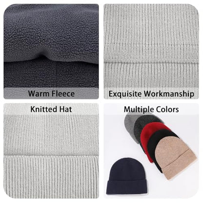 Winter Beanie Hats for Women Men Fleece Slouchy Knit Thick Beanies Warm Thermal Snow Ski Hat Gifts for Cold Weather - color: Light Grey