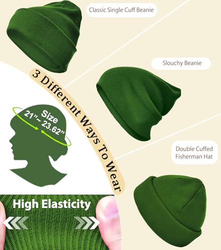 ROYBENS 100% Cotton Beanie Hat for Women Men Warm Winter Hats Knit Beanies - color: Turquoise Green
