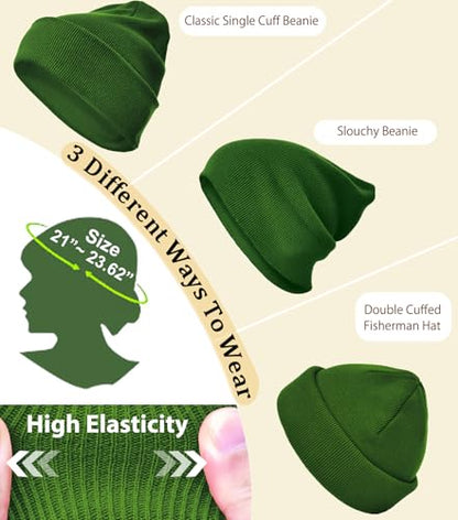 ROYBENS 100% Cotton Beanie Hat for Women Men Warm Winter Hats Knit Beanies - color: Turquoise Green
