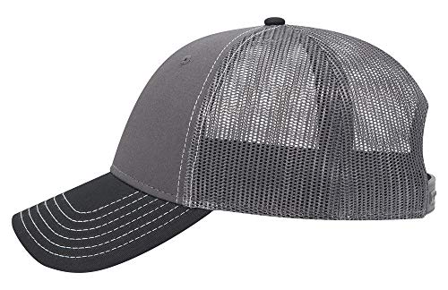 OTTO 6 Panel Low Profile Contrast Vertical Mesh Back Cap - color: Blk/Ch.gry/Ch.gry