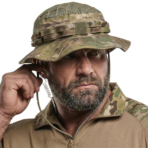 CQR Men's Tactical Boonie Hat, Breathable Packable Sun Hat for Hunting, Hiking, Fishing, Shooting, and Outdoor Activities - color: Sentinel Utility Camo, size: Small-Medium