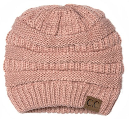 C.C Trendy Warm Chunky Soft Stretch Cable Knit Beanie Skully - color: India Pink