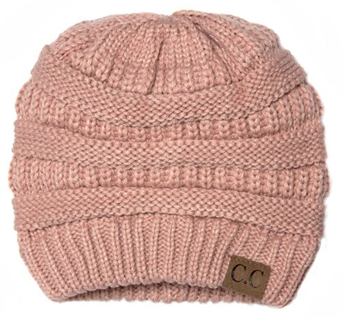 C.C Trendy Warm Chunky Soft Stretch Cable Knit Beanie Skully - color: India Pink