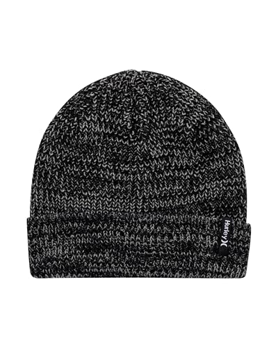 Hurley Men's Cuffed Beanie - Classic Midweight Loose Knitted Winter Hat for Men - color: Black/Grey