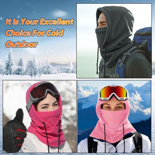 Eurzom 4 Pcs Winter Fleece Balaclava Face Mask - color: Black, Gray, Pink, Rose Red