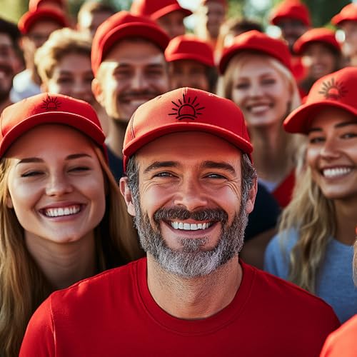 12 Pack Seamless Baseball Caps Wholesale Bulk - No Center Seam, DIY Friendly, Adjustable Breathable Lightweight for Men Women - color: Red