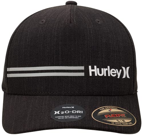 Hurley Mens Breathable Stretch Quick-Dry Fitted Curved Bill Baseball Cap - color: Black, size: Large-X-Large